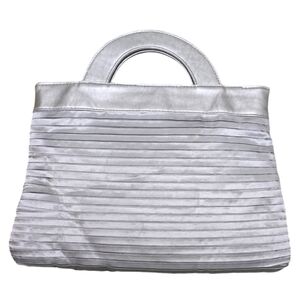 Silver Mario Tricoci Purse Textured Satin Feel Bag Snap Closure Evening Handbag